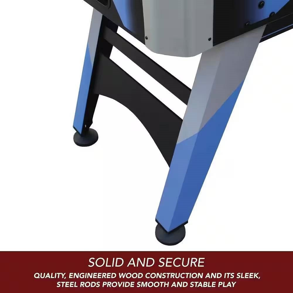 Blue Grey Black 4-foot Foosball Table with Abacus Scorers and 2 Balls-1