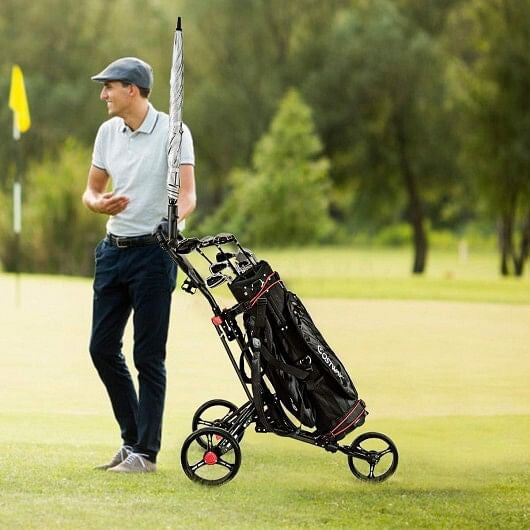 Foldable 3 Wheel Golf Pull Push Cart Trolley-0